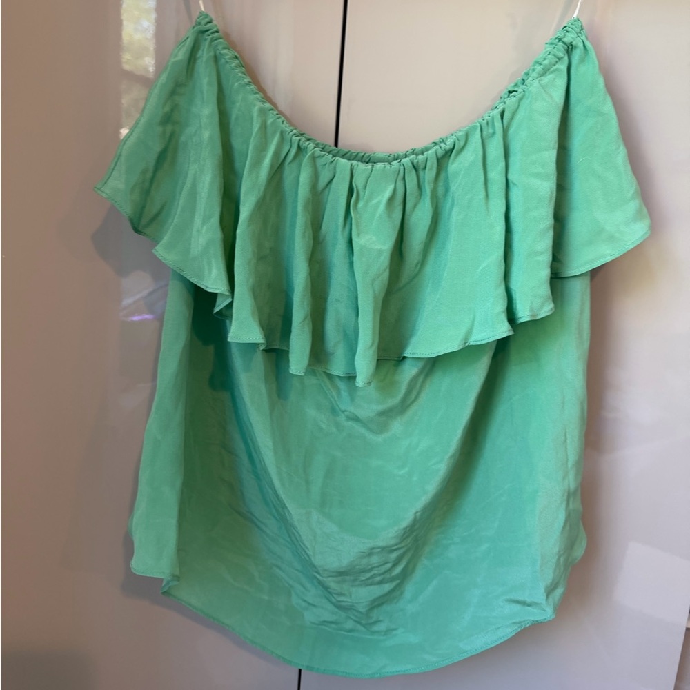 Olive Olivia Mint Ruffle Off-Shoulder Blouse